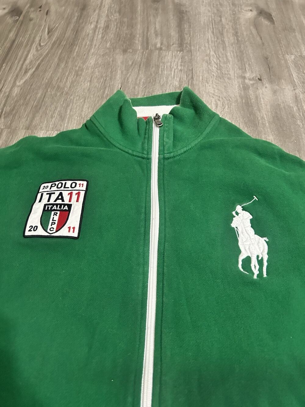 Polo Ralph Lauren Italy Jacket Mens XL Big Pony Green Track Italia 11 Country